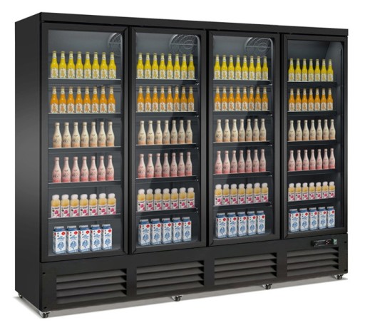 KOELKAST 4 GLASDEUREN ZWART 2000 liter