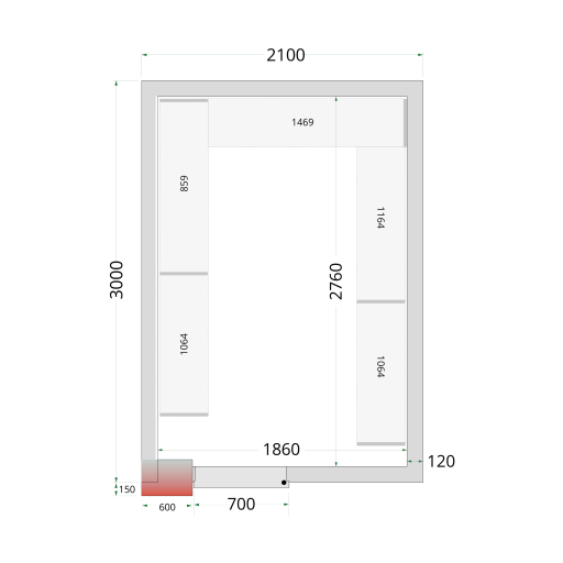 Koel- vriescel CR 210x300x220 120mm