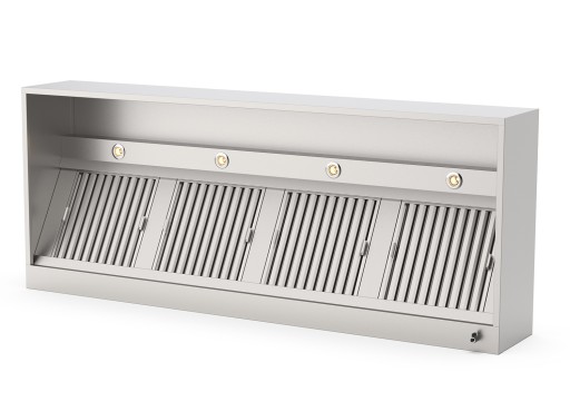 Afzuigkap Doosmodel met led verlichting en vet aftapkraan 120x100xH40cmm