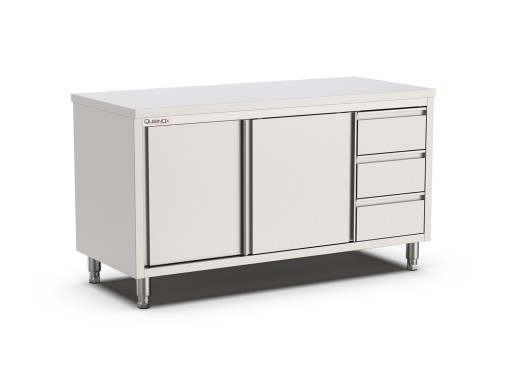 Schuifdeuren werkbank met laden rechts 1500x700