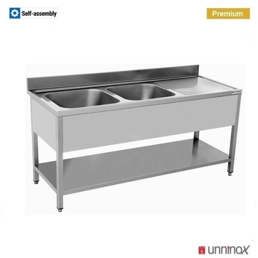 Spoeltafel twee wasbakken links 160x70x85