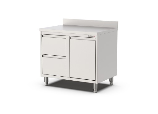 Werktafel Kanteldeur met 2 laden (L) + Rand Afm. 1000x600xh900 mm