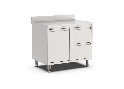 Werktafel Kanteldeur met 2 laden (R) + Rand Afm. 1000x600xh900 mm