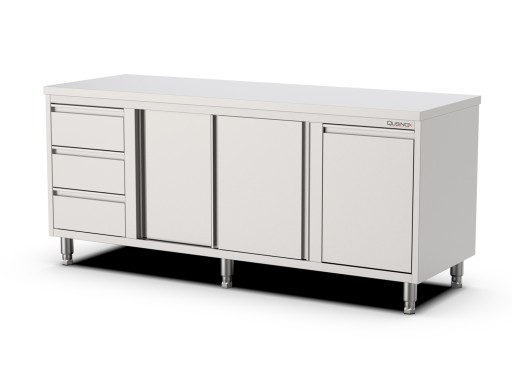 Werktafel schuifdeuren met laden(L) en kanteldeur Afm: 2000x600xh900