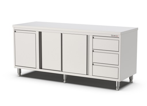 Werktafel schuifdeuren met laden(R) en kanteldeur Afm: 2000x600xh900