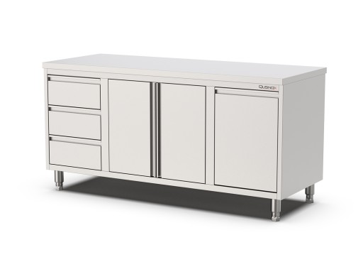 Werktafel draaideuren met laden(L), kanteldeur Afm: 1800x600xh900