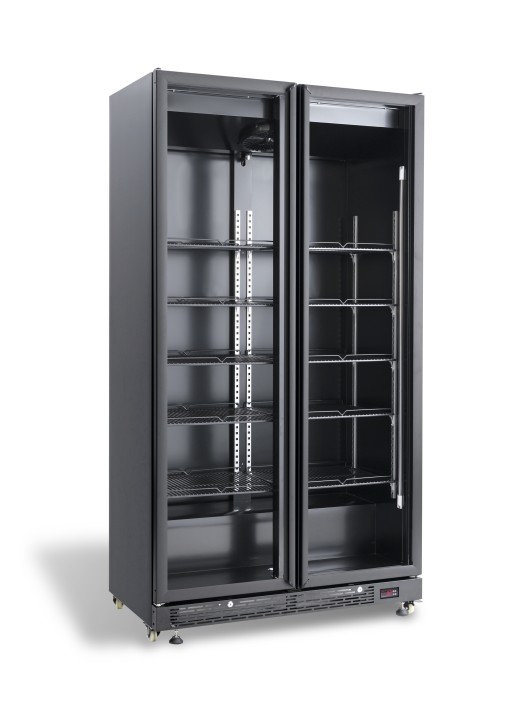 KOELKAST 2 GLASDEUREN ZW