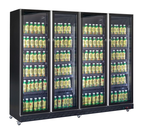 KOELKAST 4 GLASDEUREN ZWART 1600 liter