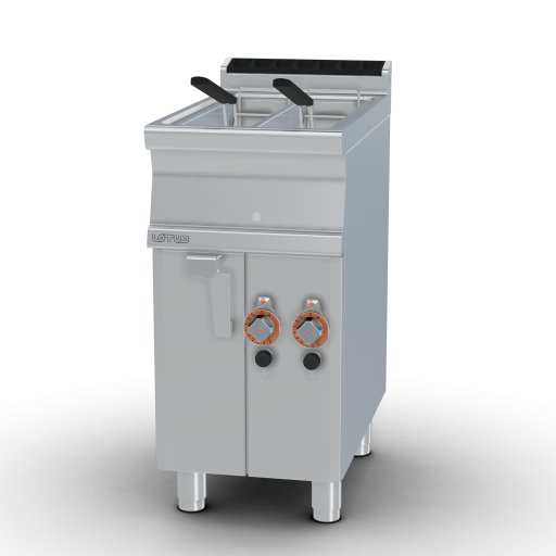 Gasfriteuse 8+8 liter - 2 manden - productie 12kg/u