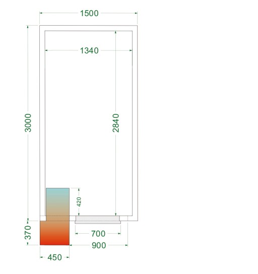 Koelcel stekkerklaar CRPF1530 1500x3000x2200