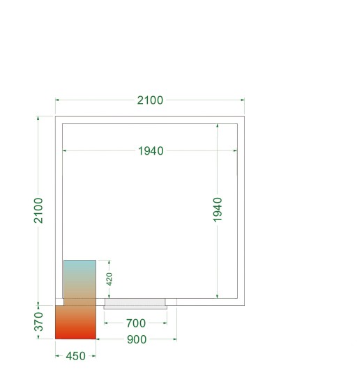 Koelcel stekkerklaar CRPF2121 2100x2100x2200