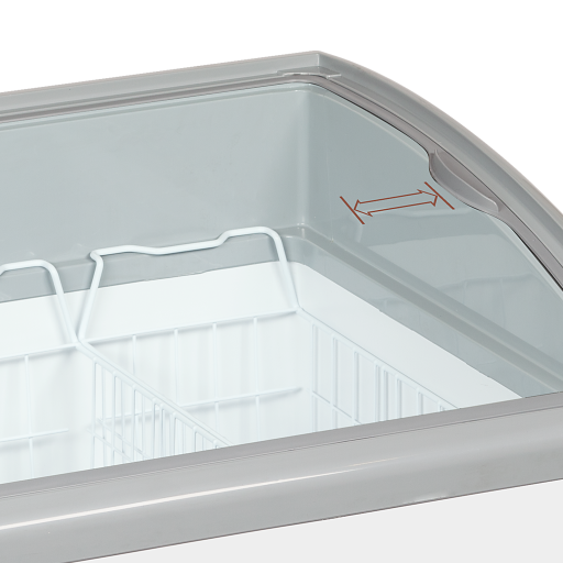 Elegante diepvrieskist met gebogen glazen schuifdeksels NIC501SCEB