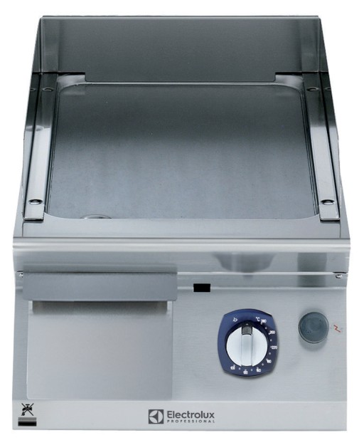 BAKPLAAT, 1 ZONE, GLAD, GEBORSTELD CHROOM, 400 MM, TOPMODEL, GAS