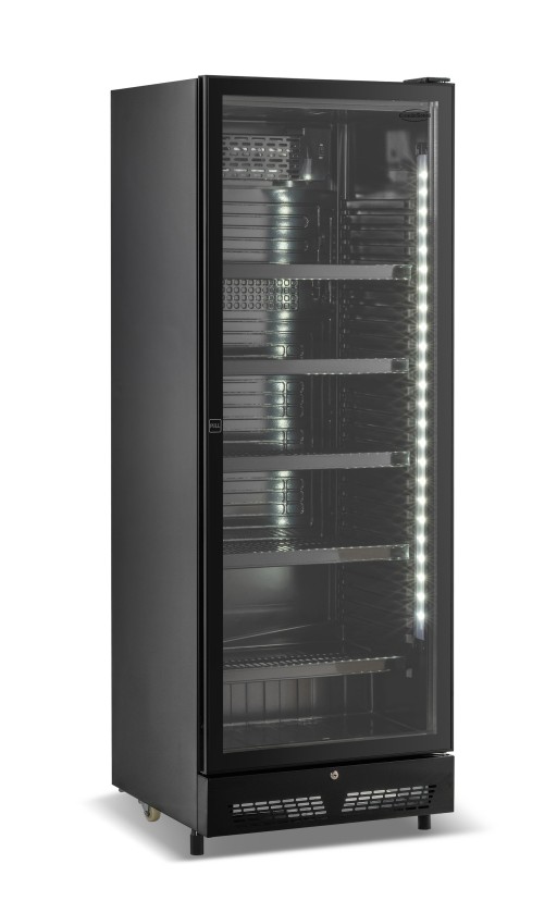 KOELKAST GLASDEUR 450L ZWART