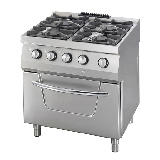Heavy Duty Fornuis - 4 Pitten - Dubbel - 70 cm Diep - 37 kW - Gas incl. Oven