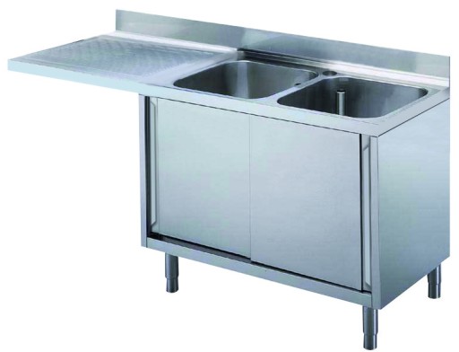 Spoeltafel met dubbele bak en ruimte voor vaatwaaser links