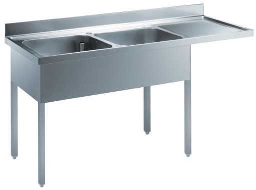 Spoeltafel met dubbele bak en ruimte voor vaatwaaser rechts