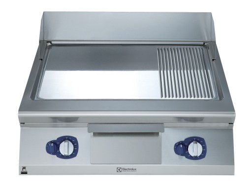 BAKPLAAT, GAS, 2 ZONES, GLAD-GERIBD, GEPOLIJST CHROOM, 800 MM, TOPMODEL