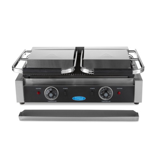 Contactgrill - Gegroefd - Dubbele Grillplaat - 2 x 22 cm