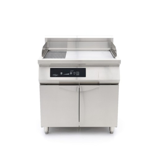 Inductie Grillplaat 700 - Glad en Gegroefd - 10000W - Dubbel - met Onderstel