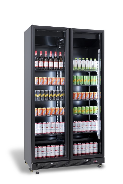 KOELKAST 2 GLASDEUREN ZW