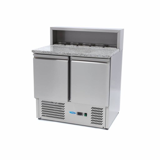 Pizzawerkbank - 90 cm - 2 Deuren - 5 x 1/6 GN - incl. RVS Afdekking