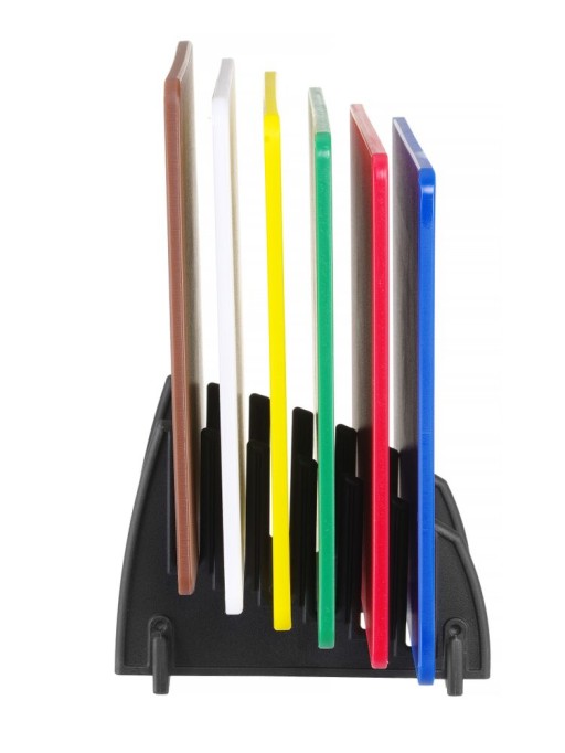 Set van 6 HACCP snijplanken met rek