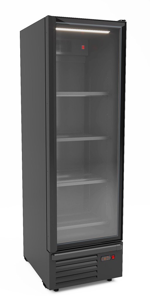 KOELKAST 1 GLASDEUR ZWART 550L