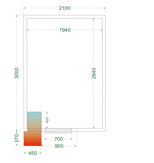 Koelcel stekkerklaar CRPF2130 2100x3000x2200