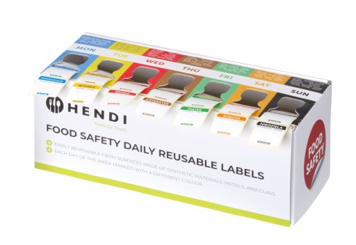 Set herbruikbare voedselveiligheidsstickers met dispenser