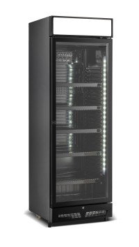 KOELKAST GLASDEUR 450L ZWART