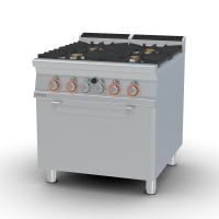 Gas Range - N. 4 burners Traditional gas-oven cm. 67x73x34h, temp: 150÷300°C, with 1 grid cm.65x71 GN2/1 (included 1 Head end filler strip mod.TPC-9)