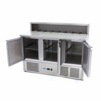 Pizzawerkbank - 137 cm - 3 Deuren - 8 x 1/6 GN - incl. RVS Afdekking