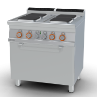Electric range - N. 4 square plates Traditional electric oven cm. 67x55x34h, temp: 50÷300°C, with 1 grid cm.65x53 GN2/1 (included 1 Head end filler strip mod.TPA-7)
