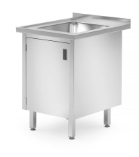 Spoeltafel met kast - gelast, diepte: 700 mm.
