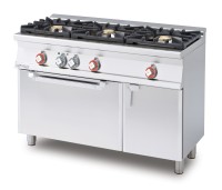 Gas range - N. 3 burners - Electric static oven  with grill cm. 67x38x34h, temp: 50÷250°C, with 1 grid cm.65x36 - Neutral cabinet with door