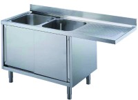 SPOELTAFEL, 2 SPOELBAKKEN L, KAST, AFWASMACHINE R, 1800 MM