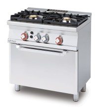 Gas range - N. 2 burners Gas static oven with grill cm. 67x38x34h, temp: 50÷250°C, with 1 grid cm.65x36