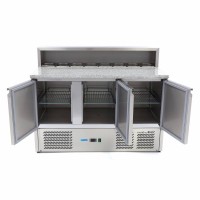 Pizzawerkbank - 137 cm - 3 Deuren - 8 x 1/6 GN - incl. RVS Afdekking