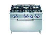 FORNUIS, GAS, 6 BRANDERS 4x6 kW, 2x10 kW, GROTE GAS OVEN, 1200 MM