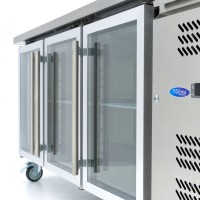 Koelwerkbank - 180 cm - 3 Glazen Deuren