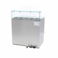 Pizzawerkbank - 90 cm - 2 Deuren - 5 x 1/6 GN - incl. Glazen Afdekking