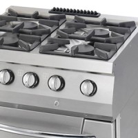 Heavy Duty Fornuis - 4 Pitten - Dubbel - 70 cm Diep - 37 kW - Gas incl. Oven