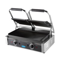Contactgrill - Gegroefd - Dubbele Grillplaat - 2 x 22 cm