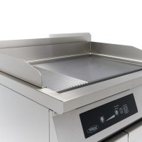 Inductie Grillplaat 700 - Glad en Gegroefd - 10000W - Dubbel - met Onderstel