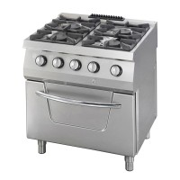 Heavy Duty Fornuis - 4 Pitten - Dubbel - 70 cm Diep - 37 kW - Gas incl. Oven