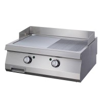 Heavy Duty Grillplaat - Half Gegroefd - Dubbel -70 cm Diep - Elektrisch