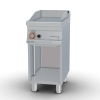 Gas Fry-top smooth chromed griddle SUPERCHROME (Moca Approved), on open cabinet, plate cm.36x51 (included 1 Head end filler strip mod.TPA-7)