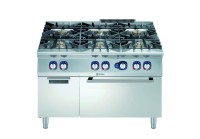 FORNUIS, GAS, 6 BRANDERS 4x6 kW, 2x10 kW, GAS OVEN, KAST, 1200 MM