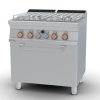 Gas Range - N. 4 burners Traditional gas-oven cm. 67x55x34h, temp: 150÷300°C, with 1 grid cm.65x53 GN2/1 (included 1 Head end filler strip mod.TPA-7)
